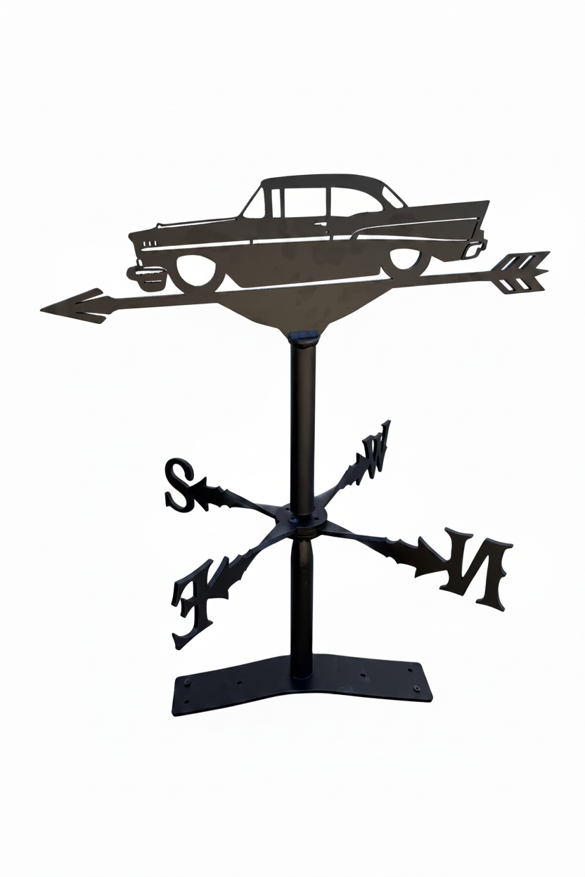 Custom Steel '57 Chevy Weather Vane - Solid Black
