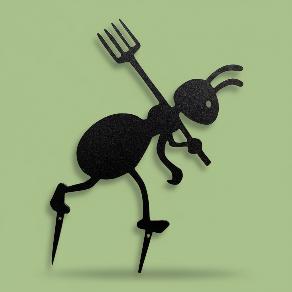 Garden Fork Ant - powder-coated metal garden stake