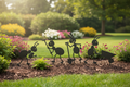 Garden Ant Decor Set displayed in landscape yard setting with grass and shrubs