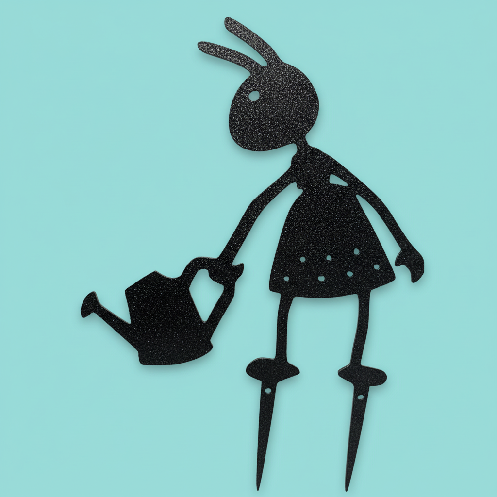 Watering Can Ant - powder-coated metal garden stake