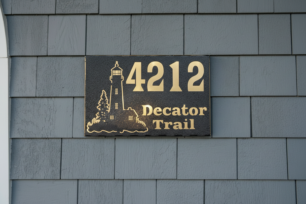 Lighthouse placard head-on view